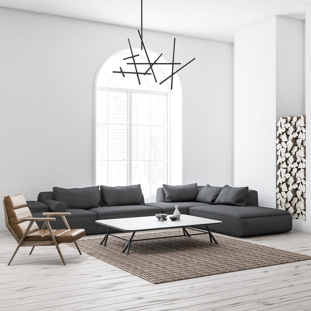 Eurofase- Residential Interior 59" CHANDELIER  Minimalist rods of LED crisscrossed at varied points